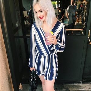 Navy and white striped romper, medium ⚡️